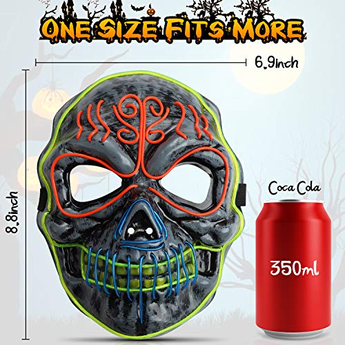lenbest Máscara LED, 3 Modos de Máscara Luminosa Electrónica, Cosplay de Disfraces de Máscara Brillante, Adecuado para Halloween/Fiesta/Carnaval/Carnaval, para Hombres y Mujeres/Adultos y Niños