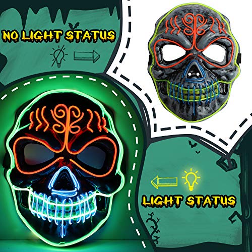 lenbest Máscara LED, 3 Modos de Máscara Luminosa Electrónica, Cosplay de Disfraces de Máscara Brillante, Adecuado para Halloween/Fiesta/Carnaval/Carnaval, para Hombres y Mujeres/Adultos y Niños