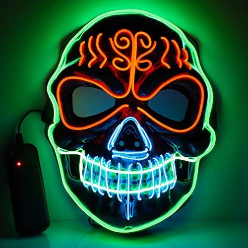 lenbest Máscara LED, 3 Modos de Máscara Luminosa Electrónica, Cosplay de Disfraces de Máscara Brillante, Adecuado para Halloween/Fiesta/Carnaval/Carnaval, para Hombres y Mujeres/Adultos y Niños