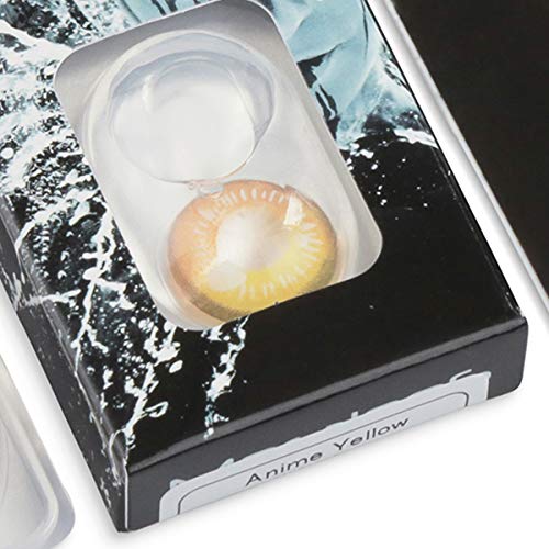 Lentillas de color amarillo Anime Yellow 1 par. Para Halloween Carnaval, gratis estuche de lentillas sin graduación