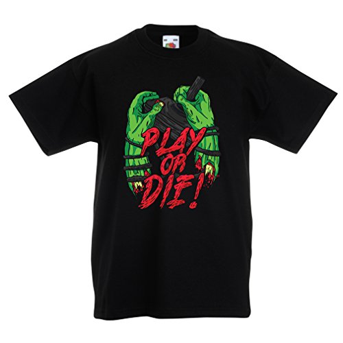 lepni.me Camisas para niños ¡Juegue o muera - Solamente para Jugadores ! (3-4 Years Negro Multicolor)