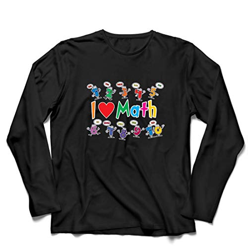 lepni.me Camiseta de Manga Larga para Hombre Amo Las matemáticas, el Regalo Educativo de Regreso a la Escuela o la graduación (Small Negro Multicolor)