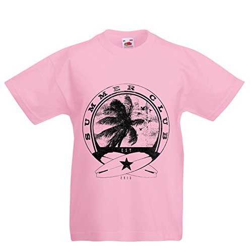 lepni.me Camiseta para Niño/Niña Club de Verano - Surf - Ropa de Surf - Beach Resort Wear, Summer Vacation Outfits (12-13 Years Rosado Multicolor)