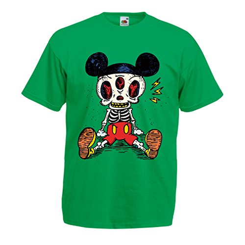 lepni.me Camisetas Hombre Esqueleto de un ratón (Large Verde Multicolor)