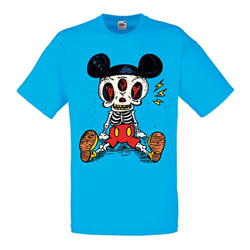lepni.me Camisetas Hombre Esqueleto de un ratón (Small Azul Multicolor)