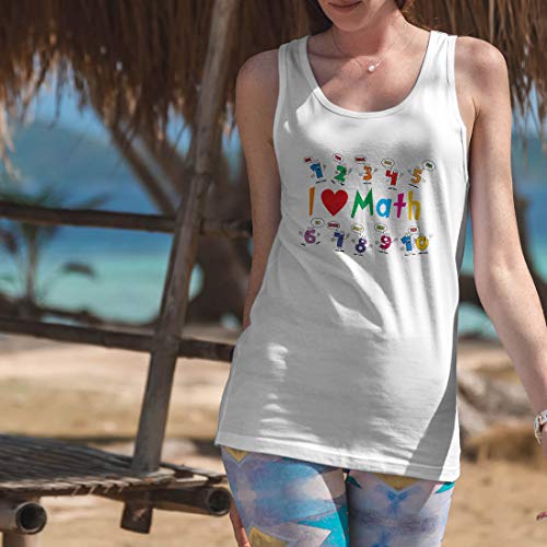 lepni.me Camisetas sin Mangas para Mujer Amo Las matemáticas, el Regalo Educativo de Regreso a la Escuela o la graduación (XX-Large Rojo Multicolor)