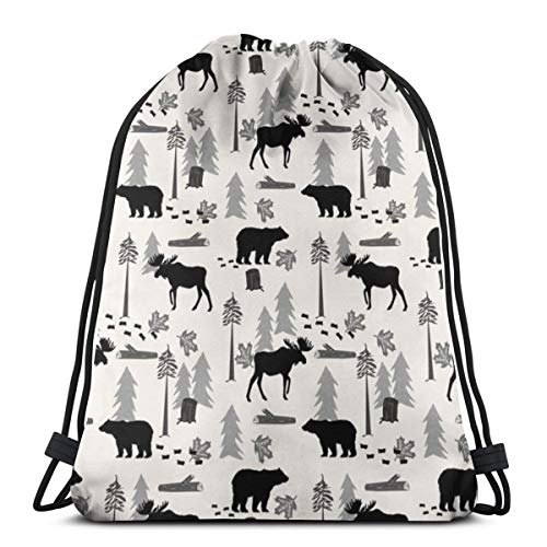 LEPO'S Mochila deportiva con cordón para gimnasio, color negro, carbón, blanco, resistente al agua, ligero, para natación, yoga, unisex