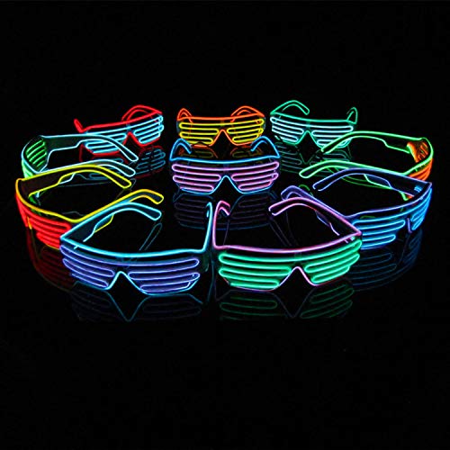 LERWAY Gafas Multicolor para Fiestas EL Neón Marco Negro LED Iluminación Control de Voz Halloween Navidad Decoración Año Nuevo Cosplay Disfraz (Rosado + Celeste)