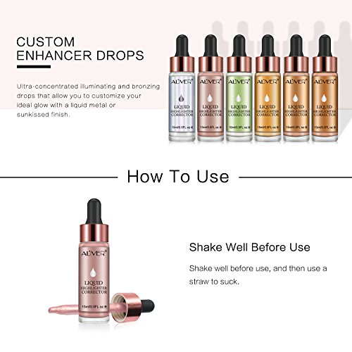 LeSB Maquillaje Líquido Resaltador Ojos Rostro Brillo Brighten Iluminado Concentrado Bronce Gotas #01