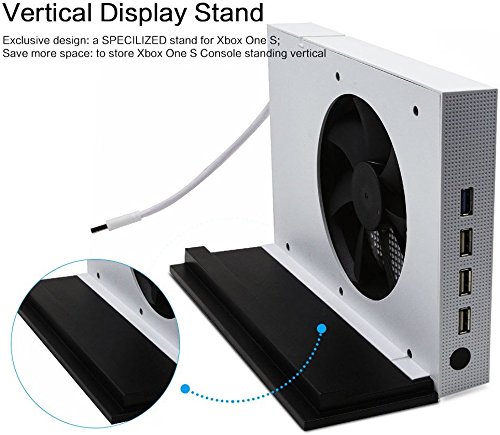 LeSB Xbox One S Ventilador de Soporte Vertical y 4 Puertos USB Hub para Xbox One S - Premium Xbox One Accesorios