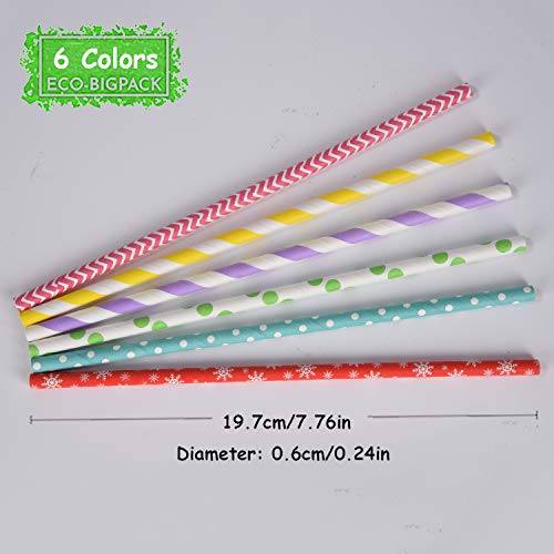 LessMo Pajitas de papel, 300 PCS pajas de beber reciclables biodegradables | Ideal para cócteles, bebidas frías y jugos | Adecuado para fiestas, bodas y todas las ocasiones