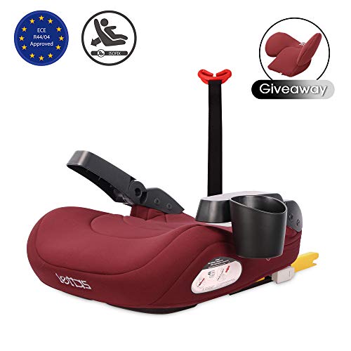 LETTAS Silla de Coche Grupo 3(6-12 anni/22-36kg) Almohadas Lumbares Asiento infantil elevador, ISOFIX ECE R44/04 (Vino-2)