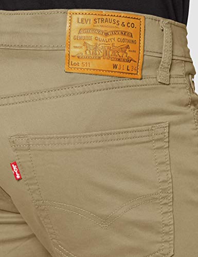 Levi's 511 Slim Vaqueros, Beige Harvest Gold Sueded Sateen WT B, 33W / 30L para Hombre
