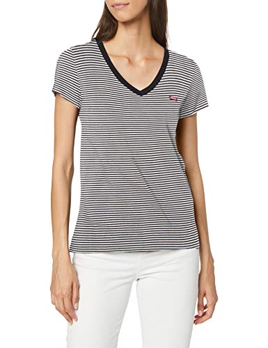 Levi's Vneck Camiseta, Azul (Annalise Stripe Cloud Dancer 0004), Medium para Mujer