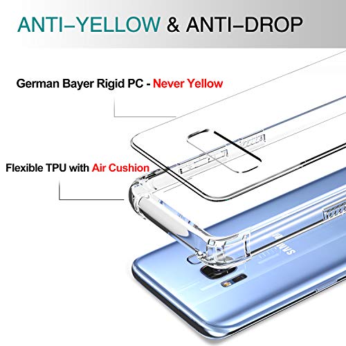 LeYi Funda Samsung Galaxy S8 con [2-Unidades] 3D Curvo Pet Pantalla,Cristal Transparente Shockproof Carcasa Ultra Silicona PC y TPU Slim Gel Bumper Antigolpes Cover Case para Movil S8, Clear