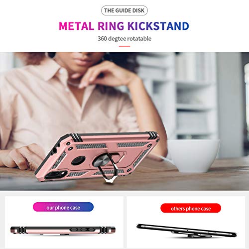 LeYi Funda XiaoMi Rdemi Note 7 Armor Carcasa con 360 Anillo iman Soporte Hard PC y Silicona TPU Bumper antigolpes Fundas Carcasas Case para movil Rdemi Note 7 con HD Protector de Pantalla,Oro Rosa
