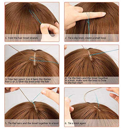 Lezed Pelo de Oropel Extensiones de Pelo para Trenzas Brillante Extensión de Cabello de Oropel para Niñas Mujeres Fiesta Extensiones de Brillo Tiras de Cabello 93cm 10 Colores