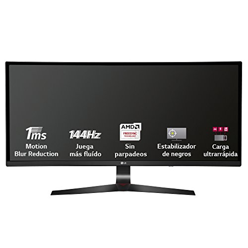 LG 34UC79G-B - Monitor Gaming UltraWide FHD de 86,7 cm (34") con panel IPS (2560 x 1080 píxeles, 21:9, 1 ms con MBR, 144Hz, FreeSync, 250 cd/m², 1000:1, NTSC >72%, DP x1, HDMI x2, USB x3) color negro