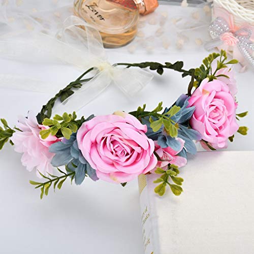 LI-bands - Guirnalda para viajes, vacaciones, bodas, fotos, tiara, novia, dama de honor, accesorios para el pelo con flores