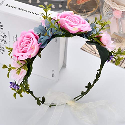 LI-bands - Guirnalda para viajes, vacaciones, bodas, fotos, tiara, novia, dama de honor, accesorios para el pelo con flores