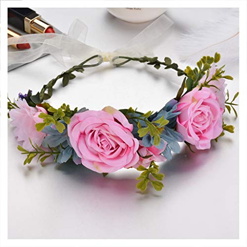 LI-bands - Guirnalda para viajes, vacaciones, bodas, fotos, tiara, novia, dama de honor, accesorios para el pelo con flores
