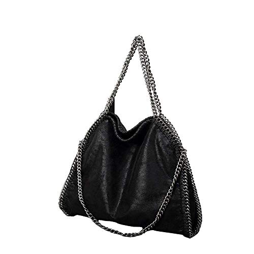 Liansheng Bolso del Hombro de la Moda de Las Mujeres, Bolso Diagonal de Cadena del Bolso de Las señoras de Gran tamaño (Color : Black)