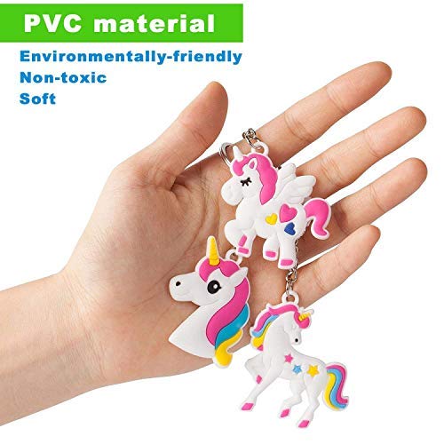 Libershine Llavero Unicornio 48 Piezas Rainbow Unicorn Keyring Holder Unicorn Keyring Party Favor Llaveros Premios Regalos para Niños y Adultos