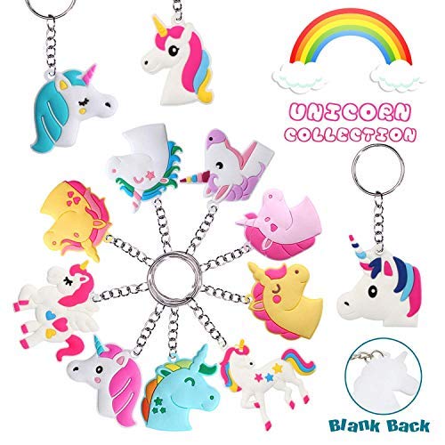 Libershine Llavero Unicornio 48 Piezas Rainbow Unicorn Keyring Holder Unicorn Keyring Party Favor Llaveros Premios Regalos para Niños y Adultos