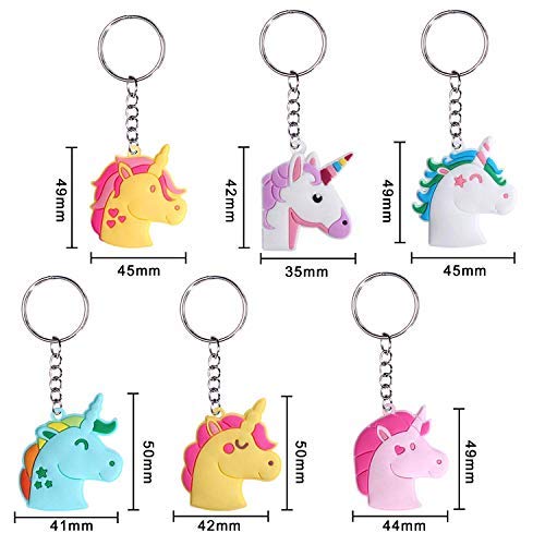 Libershine Llavero Unicornio 48 Piezas Rainbow Unicorn Keyring Holder Unicorn Keyring Party Favor Llaveros Premios Regalos para Niños y Adultos