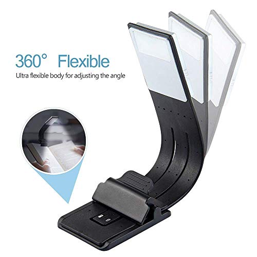 Libro luz LED lampara de lectura recargable,LUXJET® Clip Luz de lectura con brillo ajustable,E-reader Noche Lampara de Lectura Marca de Libro con Brazo Flexible (#1)