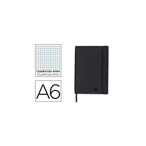 Liderpapel Libreta Símil Piel A6 120 Hojas 70 g/m² Cuadrícula 4 Mm Sin Margen Negro