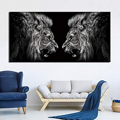 Lienzo pintura al óleo animal león habitación pintura decorativa impresión cartel pared arte pintura pintura40x80cm Sin marco