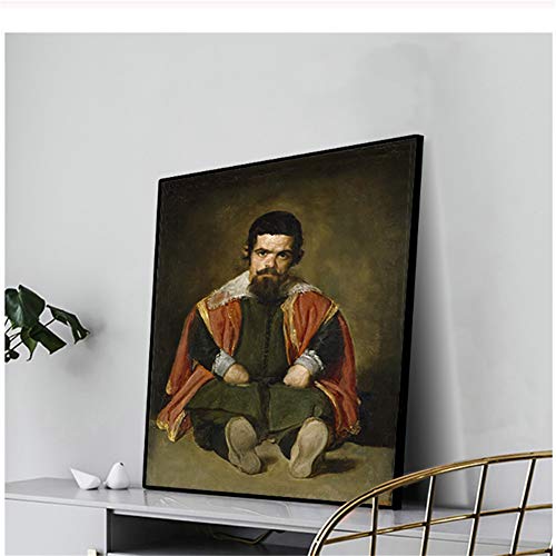 Lienzo Pintura al óleo 《Retrato de Sebastian De Morra》 Diego Velázquez Póster Artístico Imagen Decoración de pared Decoración moderna del hogar -60x80cm Sin marco