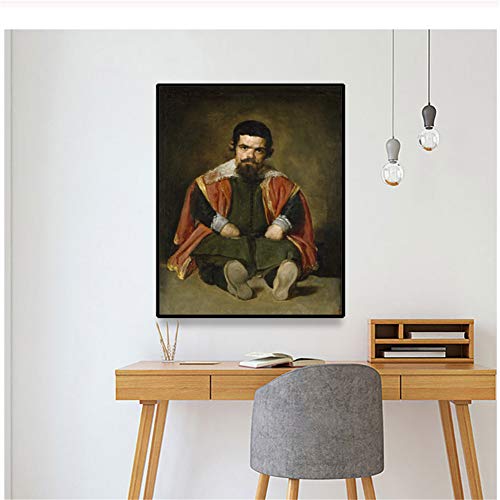Lienzo Pintura al óleo 《Retrato de Sebastian De Morra》 Diego Velázquez Póster Artístico Imagen Decoración de pared Decoración moderna del hogar -60x80cm Sin marco