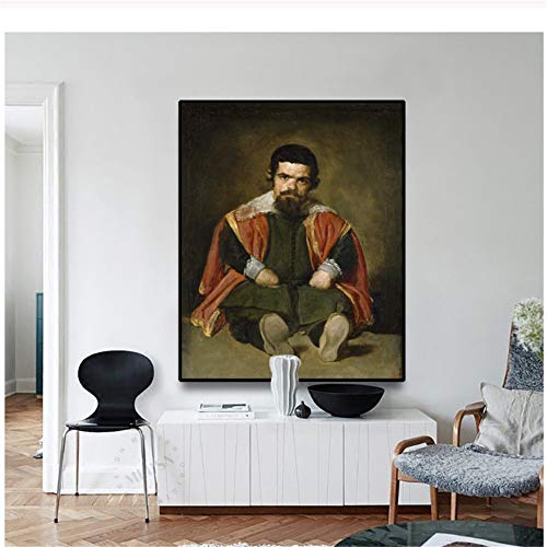 Lienzo Pintura al óleo 《Retrato de Sebastian De Morra》 Diego Velázquez Póster Artístico Imagen Decoración de pared Decoración moderna del hogar -60x80cm Sin marco
