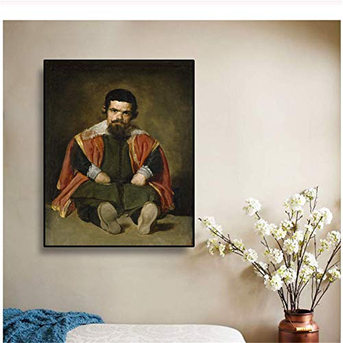 Lienzo Pintura al óleo 《Retrato de Sebastian De Morra》 Diego Velázquez Póster Artístico Imagen Decoración de pared Decoración moderna del hogar -60x80cm Sin marco