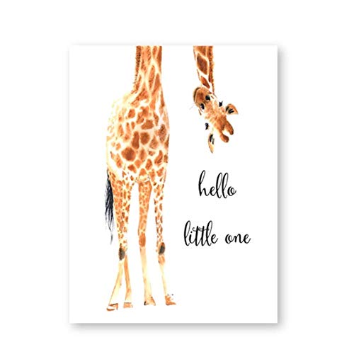 Lienzos de Fotos 50x70cm sin Marco Impresión de Jirafa Hello Little One Nursery Póster nórdico Imagen de Pared Baby Girl Boy Gift Kids Room Decor