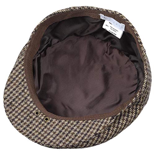 Lierys Gorra Britain Pata de Gallo Hombre - Made in Italy Gorro Ivy Invierno con Visera, Forro Verano/Invierno - 57 cm marrón