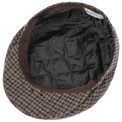 Lierys Gorra Britain Pata de Gallo Hombre - Made in Italy Gorro Ivy Invierno con Visera, Forro Verano/Invierno - 57 cm marrón