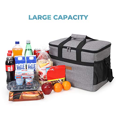 Lifewit Bolsa Térmica 30L Gran Capacidad para Multiuso,Hombres,Mujeres,Niños,Bebé,Bolso Térmico para Picnic Camping,Fiesta,Excursión,Playa Refrescos,40x25x30cm Gris