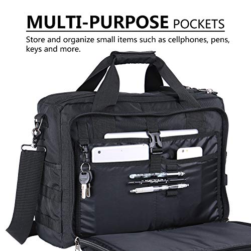Lifewit Maletín para Portátiles de 17" Impermeable Bolso de Bandolera para Ordenador Portátil Bolso de Mensajero para Hombres con Gran Capacidad, Maletines de Viaje Múltifuncional, Negro