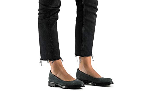 Lili Cotton - Bailarina con tacón y Suela Dentada en algodón orgánico con Forro Transpirable Anti-Rozaduras y plantila Acolchada (Numeric_41)