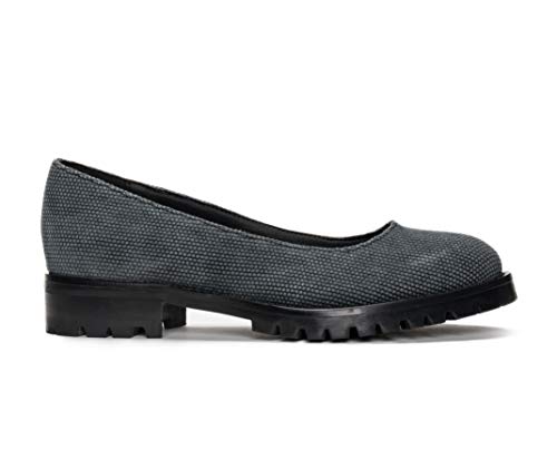 Lili Cotton - Bailarina con tacón y Suela Dentada en algodón orgánico con Forro Transpirable Anti-Rozaduras y plantila Acolchada (Numeric_41)