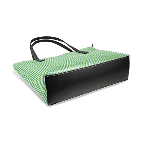 Liliylove Bolsa de hombro Botanical Glitchy Plaid Aqua y Lime para mujer, piel sintética, gran capacidad