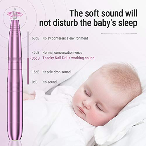 Lima de Uñas Eléctrica Tesoky 11 en 1, Fresa de Uñas Eléctrica Portátil Profesional Para Manicura y Pedicura, Juego de Cortaúñas Para uso Doméstico y Salón