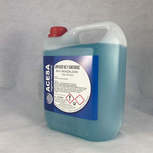 Limpiador Bactericida Desinfectante de WC y Sanitarios uso Profesional y Doméstico Todo tipo de superficies Aseos Aroma refrescante ACESA Formato industrial 5 litros