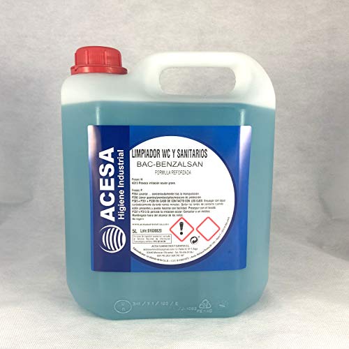 Limpiador Bactericida Desinfectante de WC y Sanitarios uso Profesional y Doméstico Todo tipo de superficies Aseos Aroma refrescante ACESA Formato industrial 5 litros