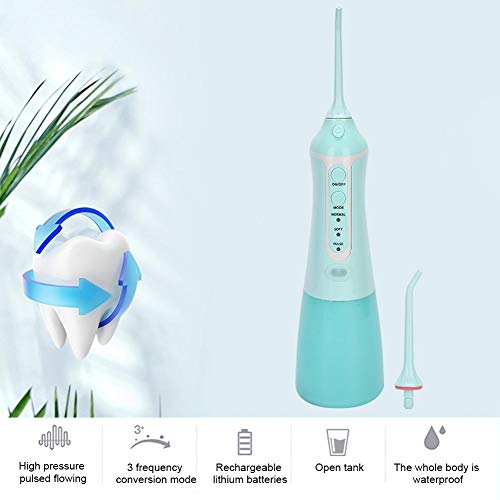 Limpiador de dientes con irrigador bucal, irrigador bucal, irrigador bucal eléctrico portátil para el hogar, máquina de limpieza de dientes profesional impermeable IPX8 para viajes en casa