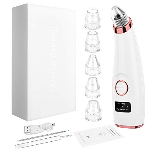 Limpiador de Poros, QARFEE Extractor de Puntos Negros Facial Electrico Blackhead Remover Eliminador USB Recargable con Pantalla LED para Espinillas y Acné