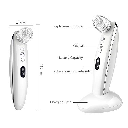 Limpiador de Poros,Extractor de Puntos Negros Eliminador De Espinillas y Acné Aspiradora Facial Limpiador Facial Electrico Succionador al vacio de Quita Puntos Negros y Espinillas Remover con 4 sondas
